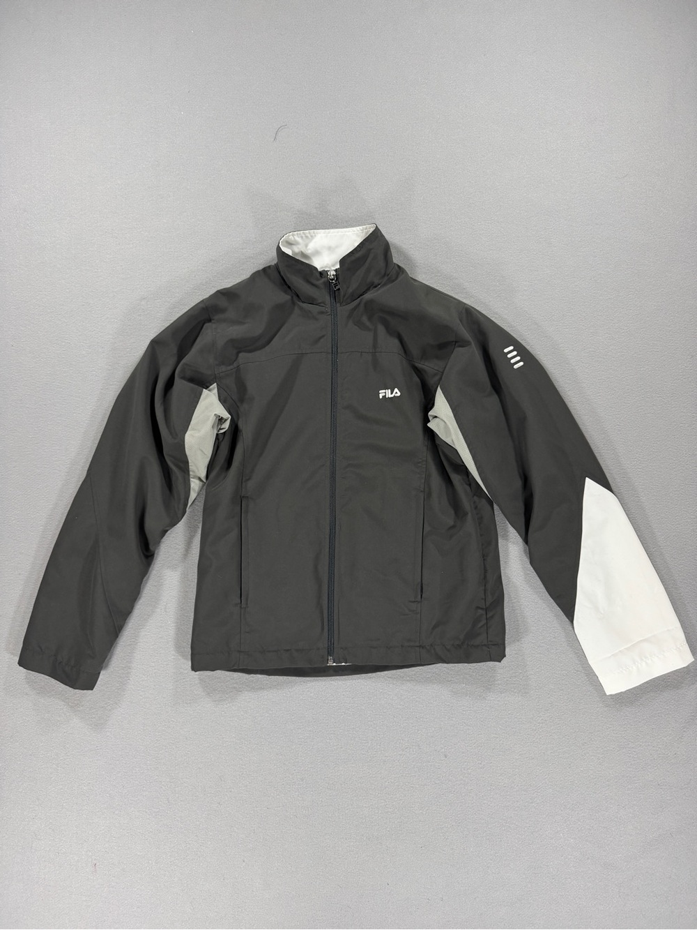 Vintage Fila Colorblock Full Zip Windbreaker Track Jacket Womens Small Gray